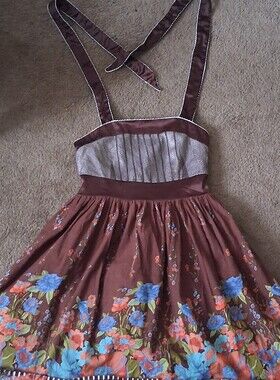 Brown Floral A-Line Sundress with Straps